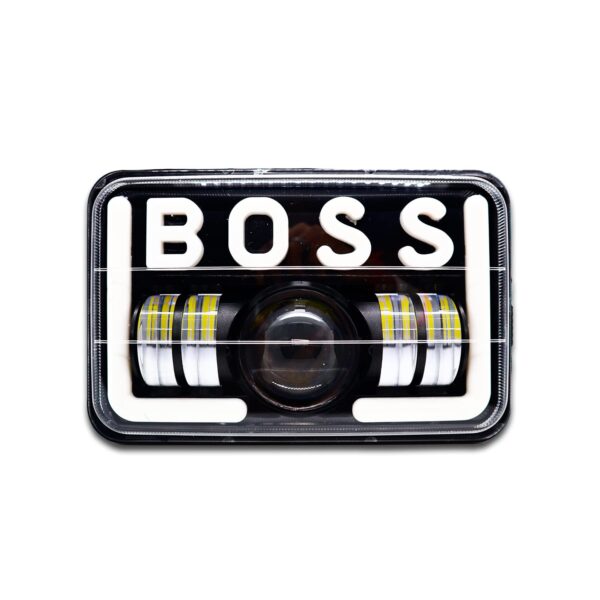 Boss LED Projector Headlight With DRL Red & White & Hi/Low Beam H4 Connector For Hero Splendor Plus, Splendor Pro, Splendor